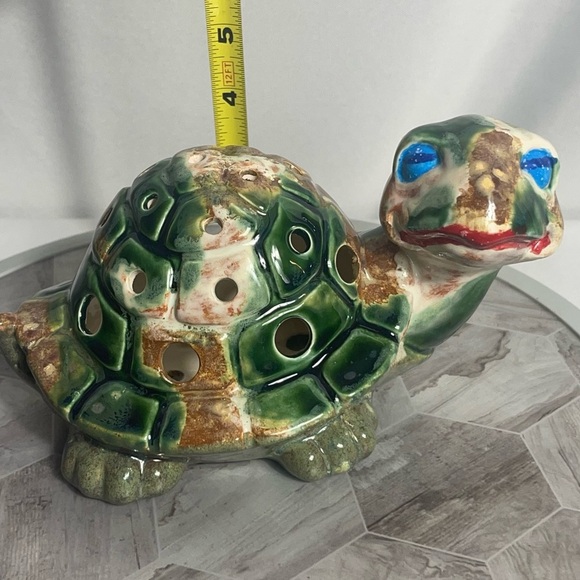 Vintage Handmade Ceramic Turtle Luminary Planter Signed “Marnel” 7-24 - Picture 7 of 9